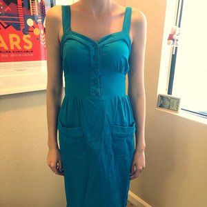 Blue Retro Secretary Midi Dress